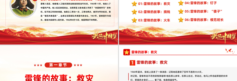 学雷锋纪念日PPT红色简约风弘扬雷锋精神学习雷锋纪念日主题教育班会课件模板