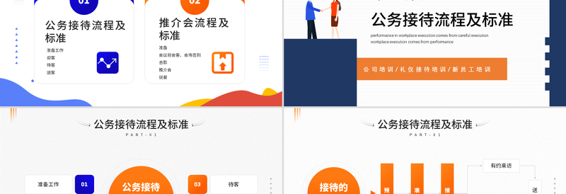 简约风公司接待标准及办会流程PPT公司新员工礼仪接待培训课件模板