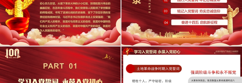 精美大气从入党誓词领悟党员的初心和使命ppt专题党课课件