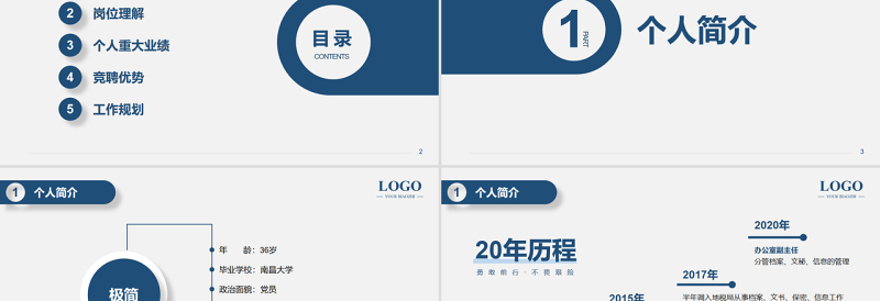 蓝色创意极简风办公室主任竞聘PPT主任竞聘中层晋升答辩模板