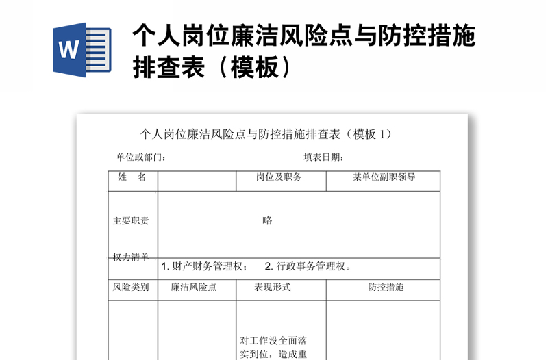 优质个人岗位廉洁风险点与防控措施排查表(模板)