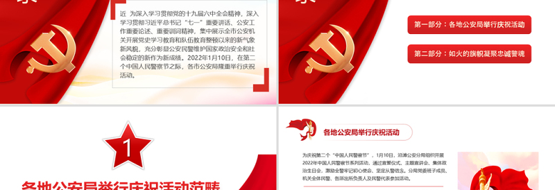 精美时尚公安心向党护航新征程PPT红色大气推进党史学习教育和公安队伍教育整顿走实走深党课课件