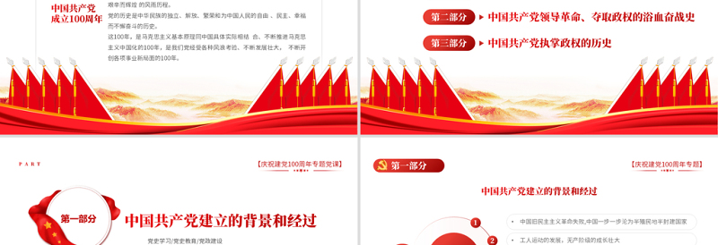 大气精美学好百年党史凝聚奋斗伟力PPT庆祝建党100周年专题党史学习教育专题辅导党课PPT模板