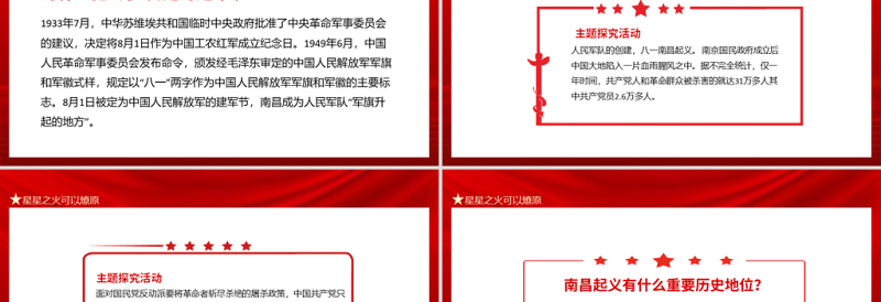 红色简洁星星之火可以燎原PPT南昌成为人民军队军旗升起的地方PPT模板