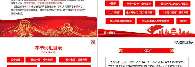 精美大气十八大以来党员干部应知应会词汇PPT执政理念篇第一课时专题系列党课课件
