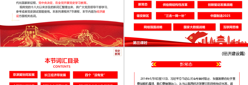 红色党建风十八大以来党员干部应知应会词汇PPT经济建设篇第三课时专题系列党课课件