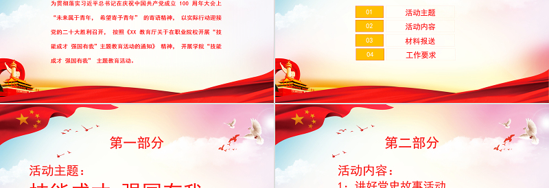 红色大气技能成才强国有我PPT简洁实用关于在职业院校开展技能成才强国有我主题教育活动的通知课件 (2)
