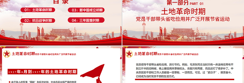 红色经典党在历史上是如何过“紧日子”的党课PPT模板