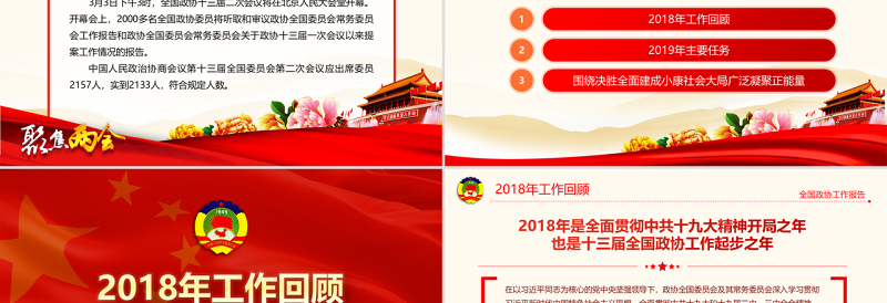 大气简洁原创2019全国两会政协工作报告解读关注两会-版权可商用