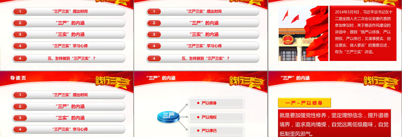2025践行三严三实党政学习动态PPT模板