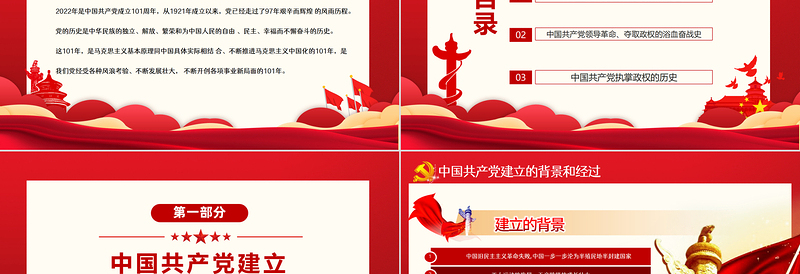 精品峥嵘百年光辉历程PPT红色大气风热烈庆祝中国共产党成立101周年七一建党节党史教育专题党课课件模板