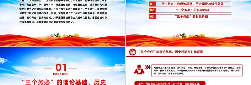 红色党政风深入学习三个务必”的时代价值与重大意义PPT党政风学习教育党课课件模板