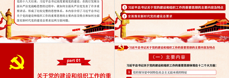 精美大气关于党的建设和组织工作的重要思想PPT推进党的建设向纵深发展党政党建党课模板下载