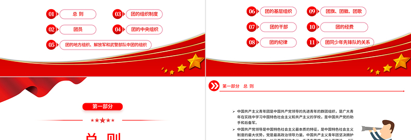 中国共产主义青年团章程PPT红色简洁共青团团员学习团章团课课件