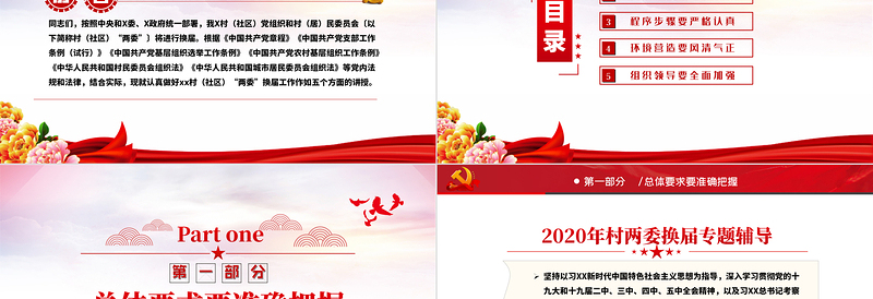精美时尚村社区两委换届专题辅导换届选举流程党支部党课PPT