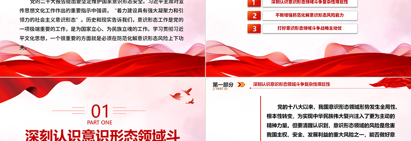 红色经典在防范化解意识形态风险阵地上增兵遣将ppt大气精美风坚定维护国家意识形态安全党组织党群党员专题党课课件
