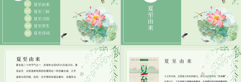 清新简洁最新传统节气之夏至PPT模板