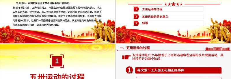 大气精美纪念五卅运动爆发100周年PPT赓续红色血脉汲取奋进力量课件