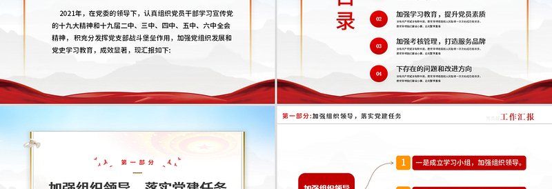 精美大气党支部工作汇报PPT党支部党组织党建工作总结汇报专题党课课件