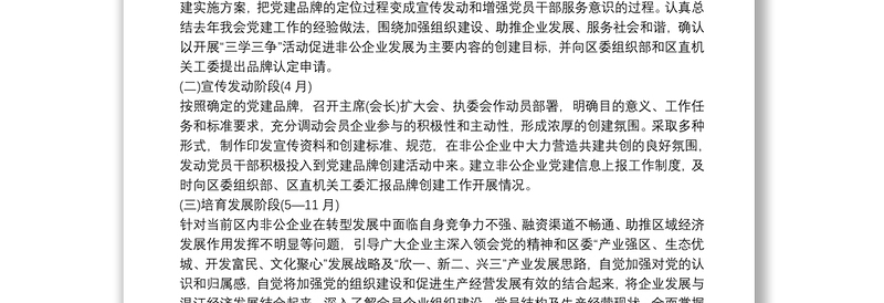 优秀党支部党建品牌创建工作方案最新