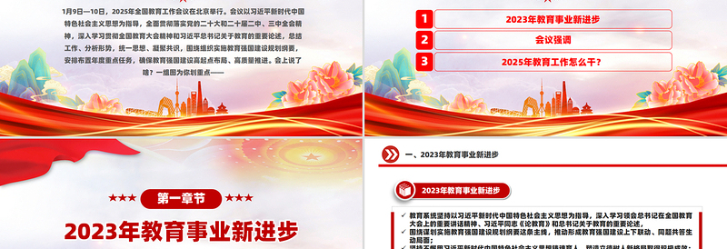 红色党建风学习解读2025年全国教育工作会议要点PPT课件