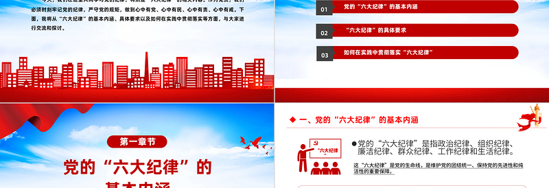 大气精美六大纪律PPT2024年党纪学习教育专题党课课件
