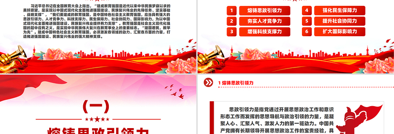 时尚大气风汇聚建成教育强国的磅礴力量PPT学习教育党课