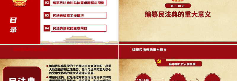 大气时尚中华人民共和国民法典草案解读党课PPT
