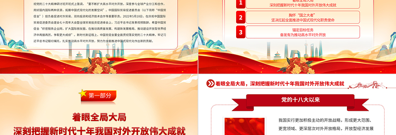 以高水平对外开放拓展中国式现代化发展空间PPT大气党建风深入学习宣传贯彻党的二十大精神主题专题党课课件