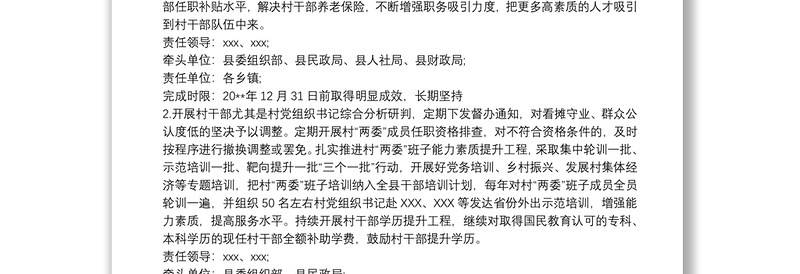 通用县落实20xx年度党组织书记抓基层党建述职评议考核工作反馈问题整改方案范文