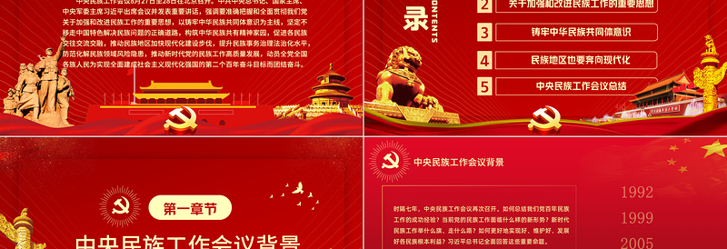 简洁大气让中华民族共同体牢不可破PPT红色庄严学习贯彻中央民族工作会议精神党课模板