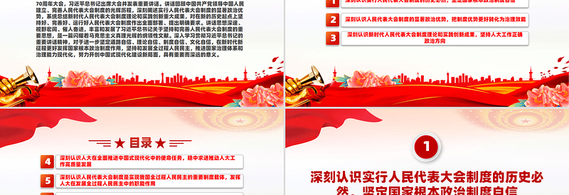 红色精美深刻认识人民代表大会制度的显著政治优势PPT党建风党员干部学习教育党课