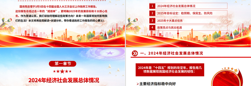 精美时尚解读2025年政府工作报告PPT大气精美全国两会专题课件