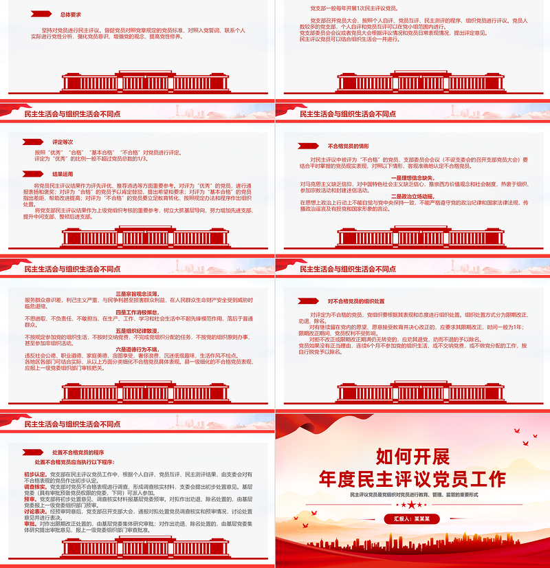如何开展年度民主评议党员工作PPT民主生活会党课