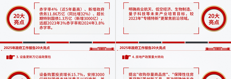 简洁大气政府工作报告20大亮点两会精神学习PPT党课