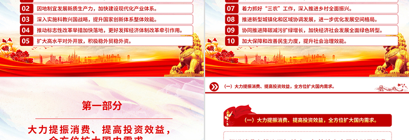 简约大气全国两会精神学习PPT2025政府工作十大任务专题课件