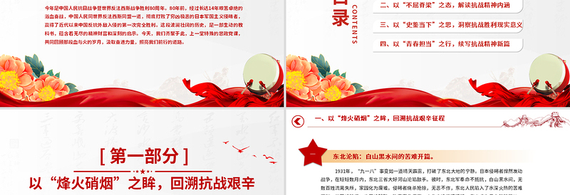 大气精美纪念中国人民抗日战争暨世界反法西斯战争胜利80周年思政课PPT微党课