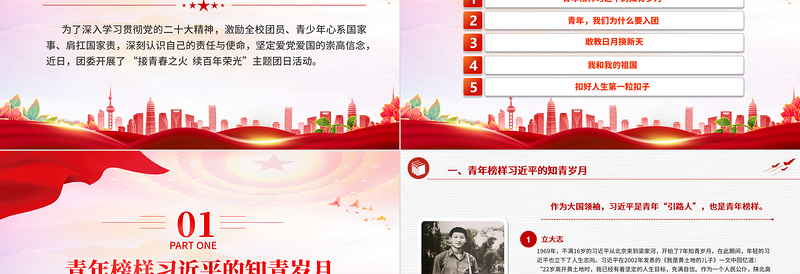 极简风大气党政风接青春之火续百年荣光PPT青少年主题团日团课课件模板
