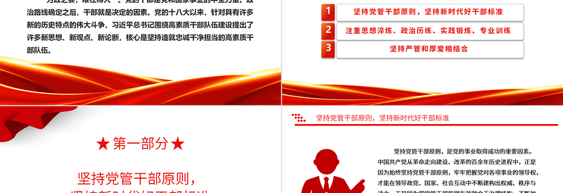 干部为事业担当,组织为干部担当ppt精美党政风坚持造就忠诚干净担当的高素质干部队伍党组织党员党建专题党课课件