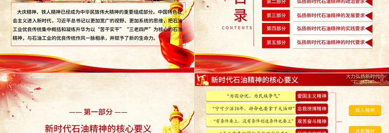 2021红色精美庆祝建党百年大力弘扬新时代石油精神PPT