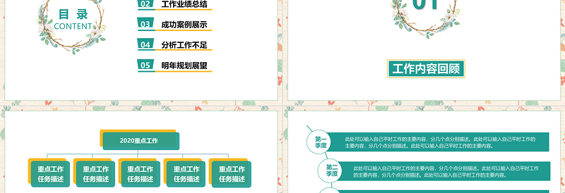 淡雅小清新工作总结工作汇报PPT模板