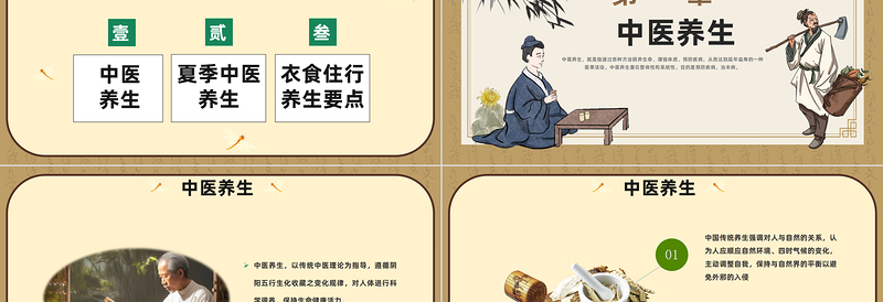 中医夏季养生PPT中国风夏季健康养生科普课件模板