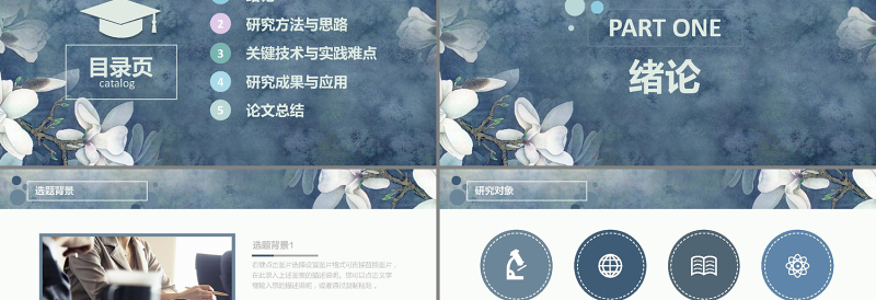 清新唯美高校开题报告毕业论文答辩PPT模板