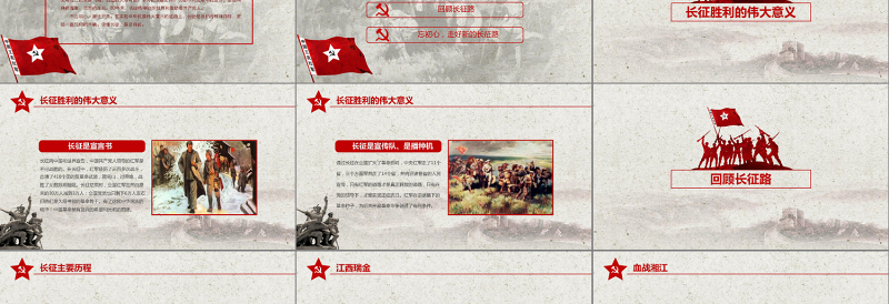 精美时尚学习红军长征PPT模板80周年党课
