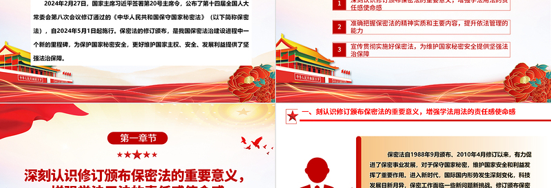 红色简洁加强保密法治建设维护国家安全利益ppt简洁时尚不断推进保密工作高质量发展专题微课件