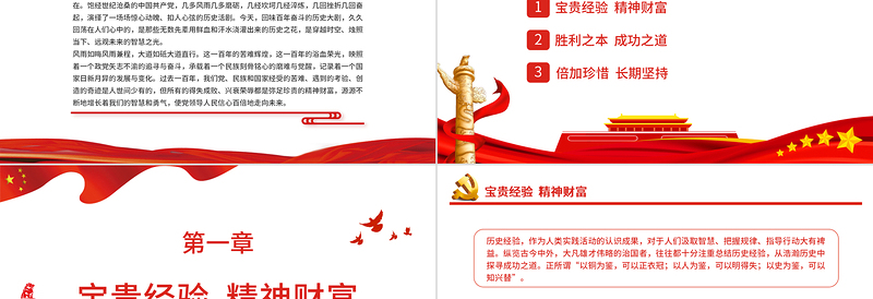 红色精美历史回响未来启迪PPT党建风党的百年奋斗昭示过去能够成功、未来继续成功的秘诀专题