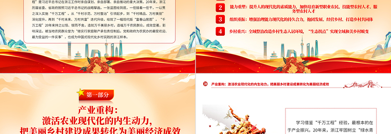 优秀千万工程PPT党建风中国式现代化的乡村实践乡村振兴专题党课课件