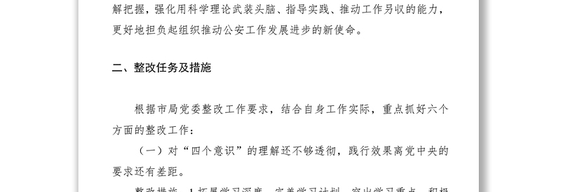 优质主题教育个人检视问题整改落实方案及整改台帐(市公安局)