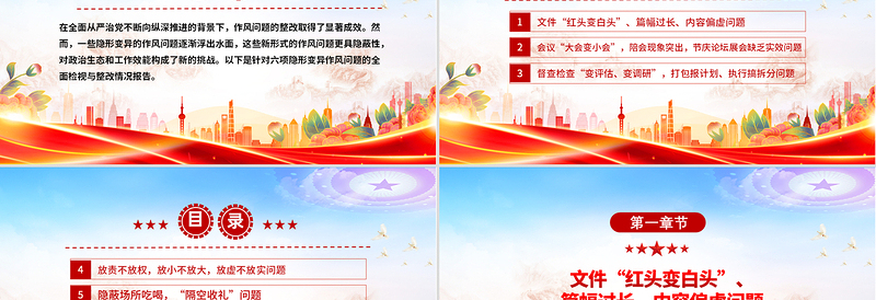 大气精美隐形变异作风问题的检视与整改PPT简洁大气党的作风建设党课