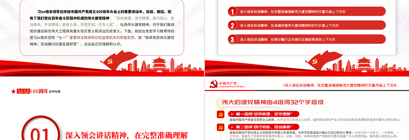 红色党建风深学细悟讲话精神忠诚履行监督职责PPT完整解读学习贯彻“七一”重要讲话精神专题宣讲报告专题辅导模板
